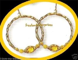 Earring Bejeweled Hoop Earrings Caramel -Yellow Color NEW Pierced - $9.85