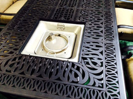 Propane fire pit dining table set 9 piece outoor cast aluminum  patio furniture. image 7
