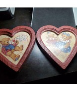 2pc heart shape framed art work bears - $25.72