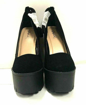 Qupid Women's Closed Toe Heels Iggy 14, Black Nubuck PU Leather, US 5.5 - $35.53