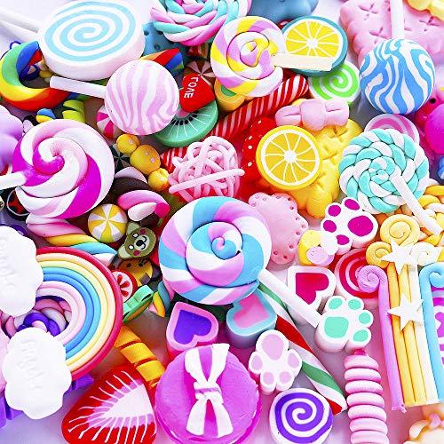 Slime Charms Cute Set - 100pcs Charms for Slime Assorted Fruits Rainbow ...