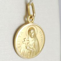 SOLID 18K YELLOW GOLD HOLY ST SAINT SANTA RITA ROUND MEDAL MADE IN ITALY, 11 MM image 3