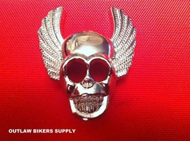 Biker Silver Tone Wing Skull Rivet Studs Spots 4.4x3.6cm 7x3.5mm set of ... - $27.49