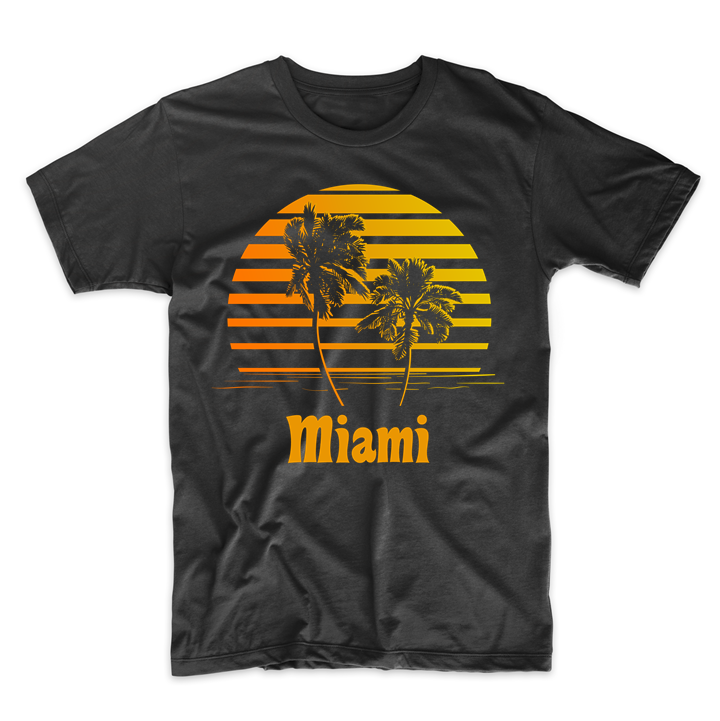 Miami Florida Sunset Palm Trees Beach Vacation TShirt TShirts, Tank Tops