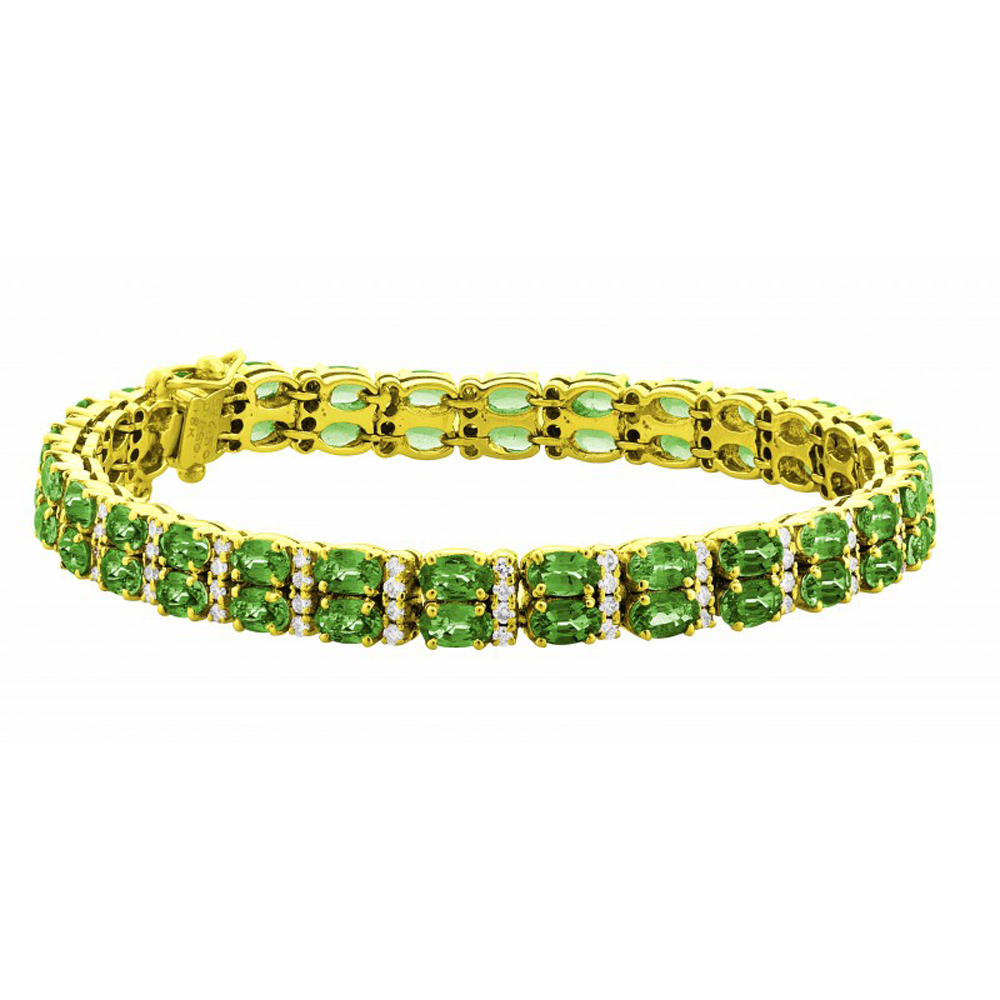 14k Yellow Gold Plated Emerald Cut Emerald Womens Tennis Bracelet ...