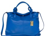 AURA Italian Made Genuine Blue Leather Medium Tote Bag Handbag