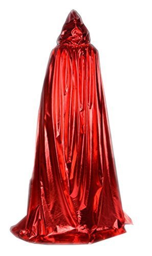 Hooded Cloak Role Cape Play flared Costumes Metal Red 170cm