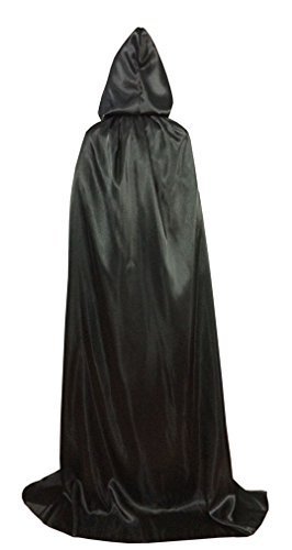 Men Hooded Cape Role Halloween Play Costume Black 130cm