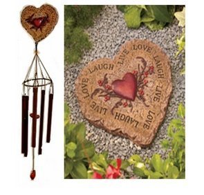Heart or Star Shaped with Beautiful Sentiment Stepping Stone & Windchime Set 