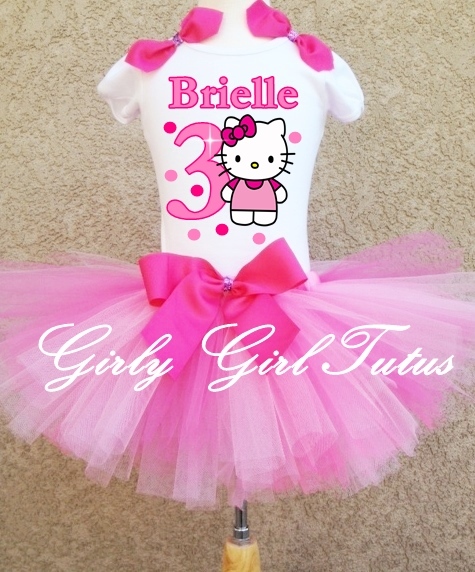 Hello Kitty Hot Pink Girls birthday tutu Outfit Party Dress Set ...