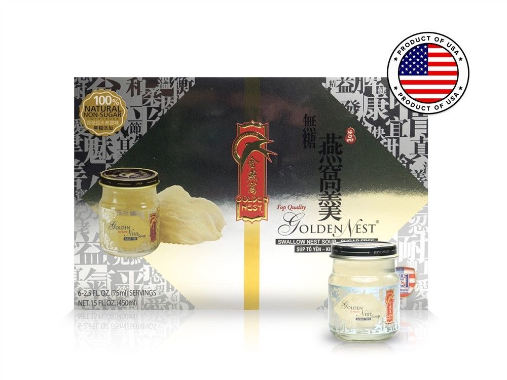 GOLDEN NEST Swallow Nest Soup Sugar Free (1 box = 6 x 75ml) Energy