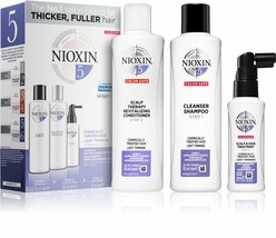 Nioxin System 5 KIT Chemically Treated Hair Light Thinning Thicker Fuller Hair - $53.43