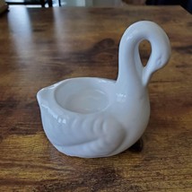 Swan Shaped Candle Holder, Tealight Candleholder, White Ceramic Bird image 1