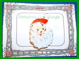 Christmas PIN #0272 VTG Santa Claus Head/Face Enamel HOLIDAY Brooch - $4.90