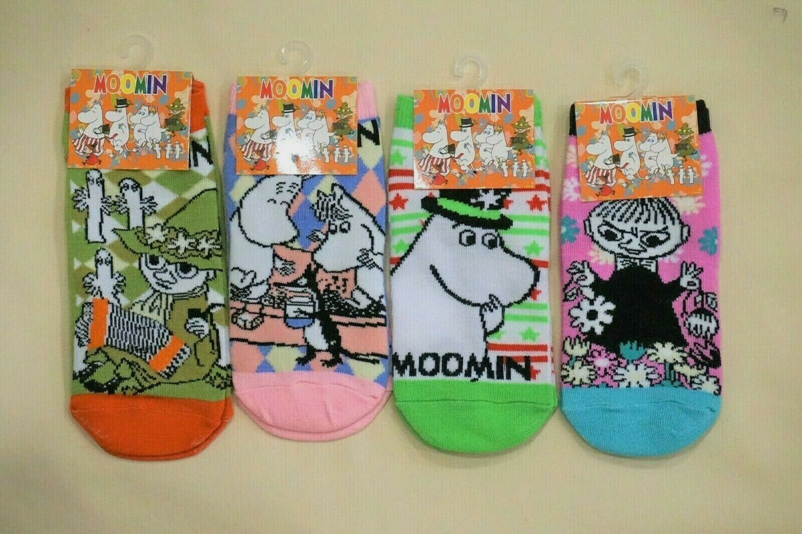 Four Pairs New Women's Japan Moomin Characters Cotton Ankle Socks One Size