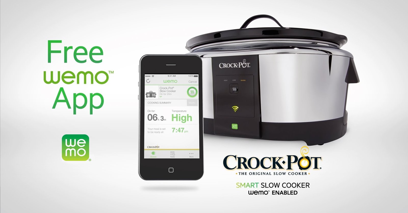 6Quart Smart WiFi Cellphone Programmable Slow Cooker Crock Pot