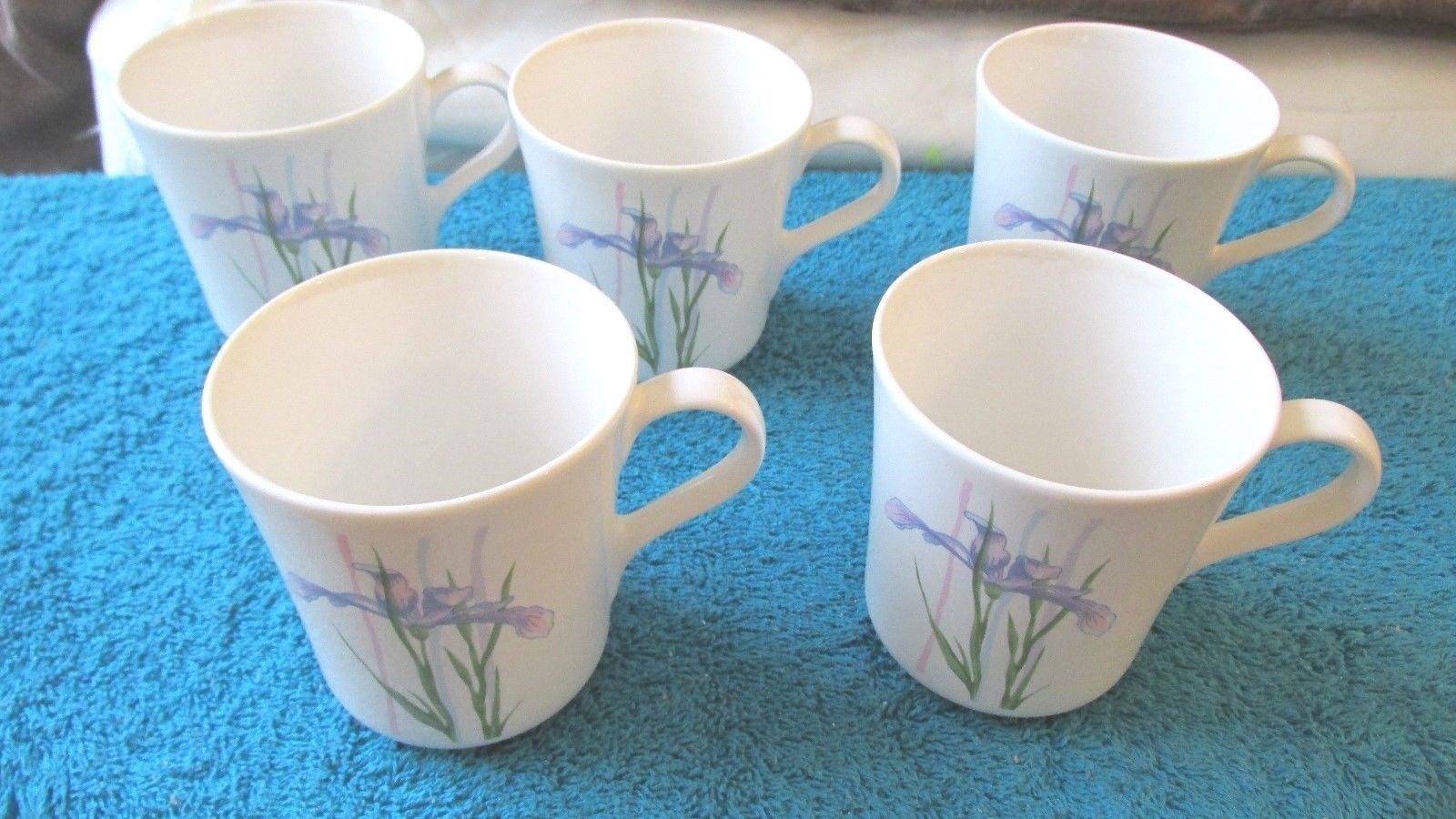 5 Corelle Coordinates Stoneware Shadow Iris 10 Ounce Mugs Cups