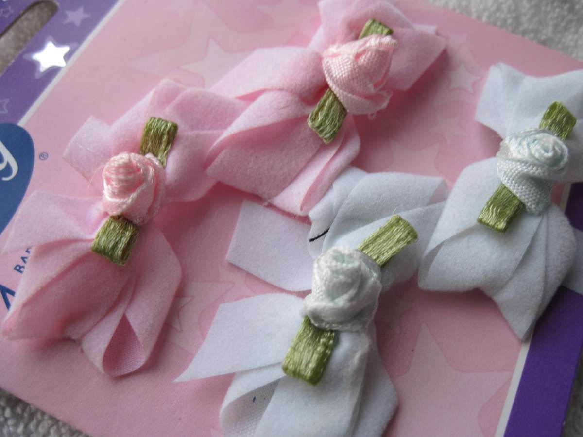 8 Goody S Baby White Pink Yellow Fabric And 32 Similar Items 8 Goody S Baby White Pink Yellow Fabric Rose Flowers Hair Barrettes Pastel