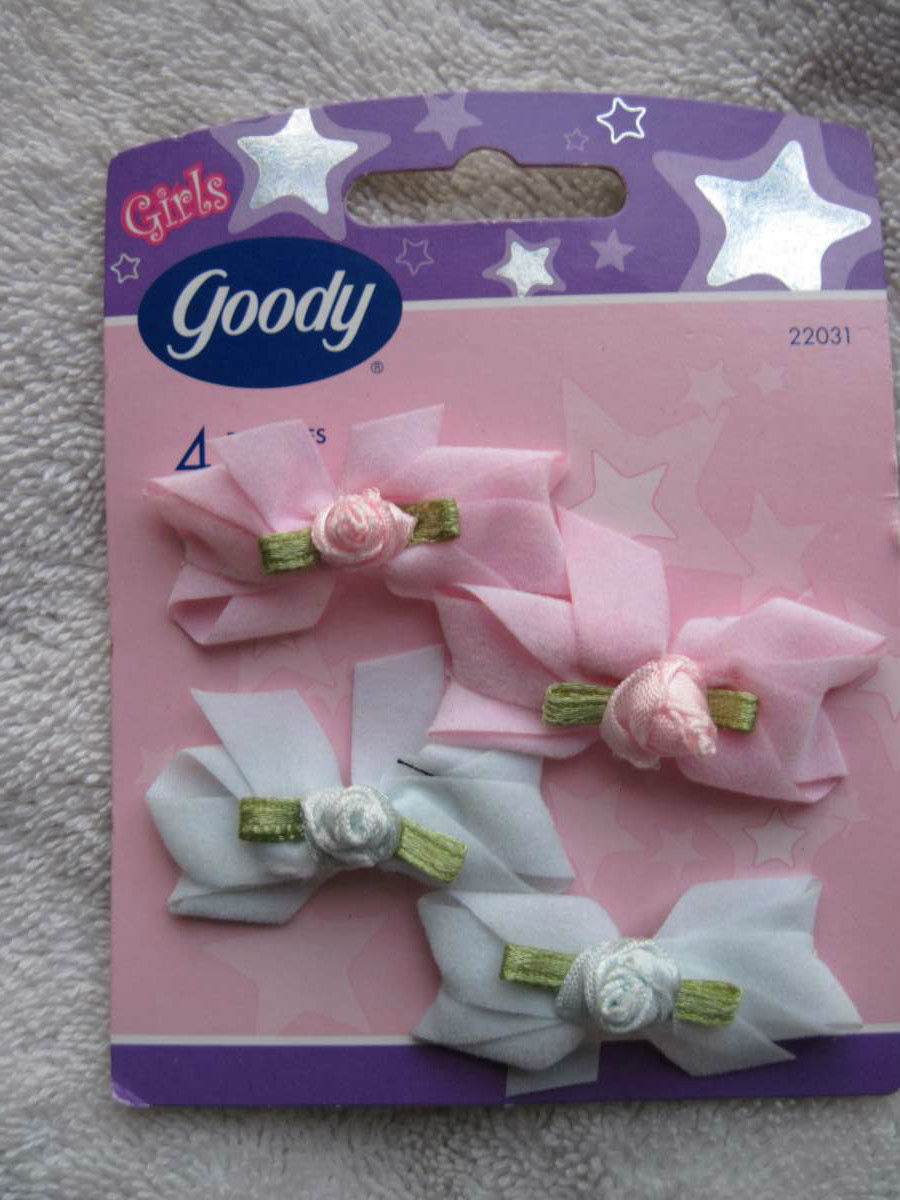 8 Goody S Baby White Pink Yellow Fabric And 32 Similar Items 8 Goody S Baby White Pink Yellow Fabric Rose Flowers Hair Barrettes Pastel