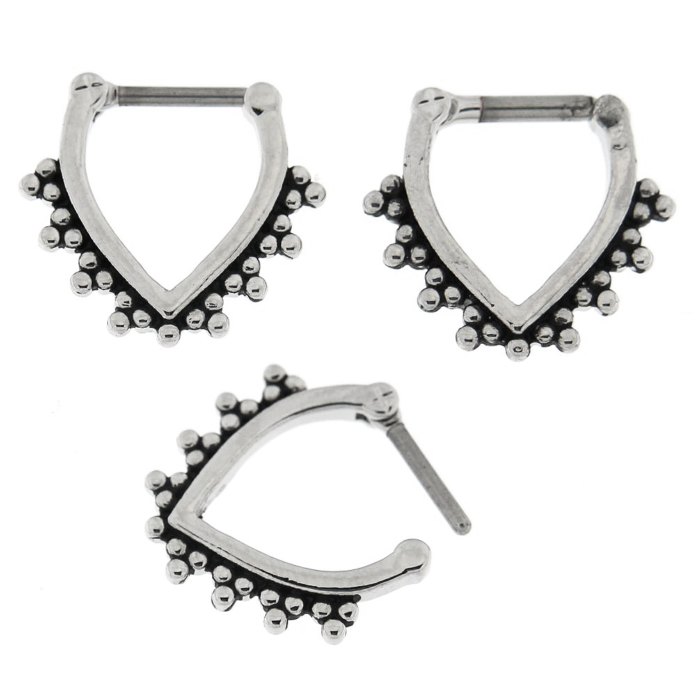 Tribal Dots V Shape Nose Septum Clicker Piercing - Body Piercing Jewelry