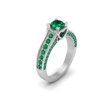 Heart Base Wedding Ring Women Lab Created 1.20cttw Emerald Green Engagement Ring - $1,229.99