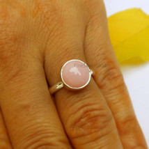Natural Pink Opal Gemstone Ring, Opal Silver Ring, Pink Opal Ring, Stone of Gods - $46.00
