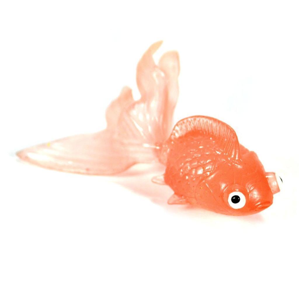 LOT OF 10 PLASTIC GOLDFISH Small Soft Rubber Floating Gold Fish Toy