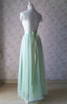 Green Floor-Length Tulle Skirt Outfit Bridesmaid Tulle Maxi Skirt Back-bow image 5