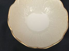 Vintage Lenox Cream Beige 24k Gold Rim Encrusted Bowl Made in USA Leaf Leaves image 5