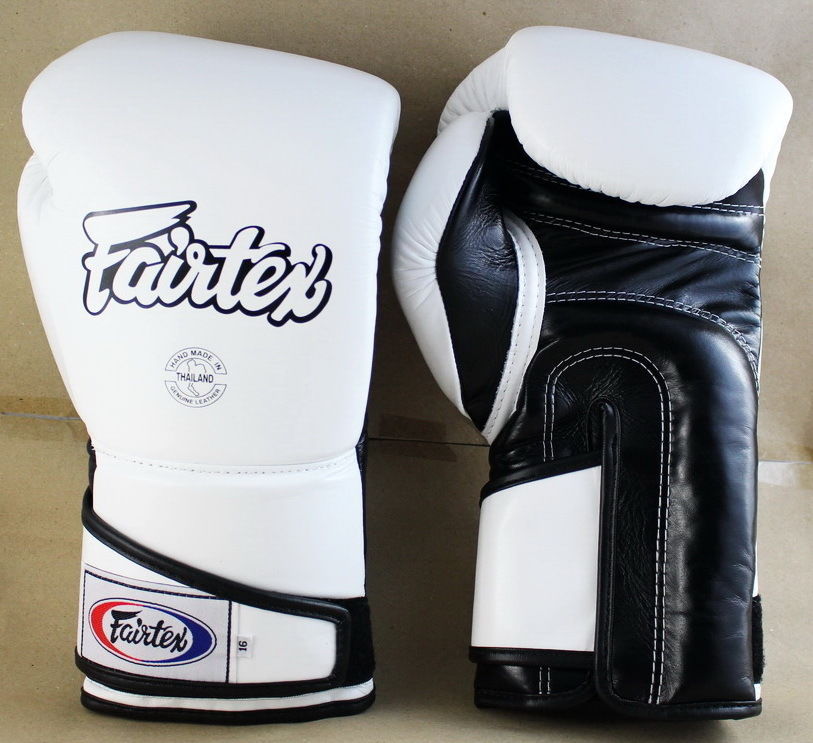 FAIRTEX MUAY THAI KICK BOXING GLOVES BGL6 WHITE BLACK RED COLOR SPARRING PRO