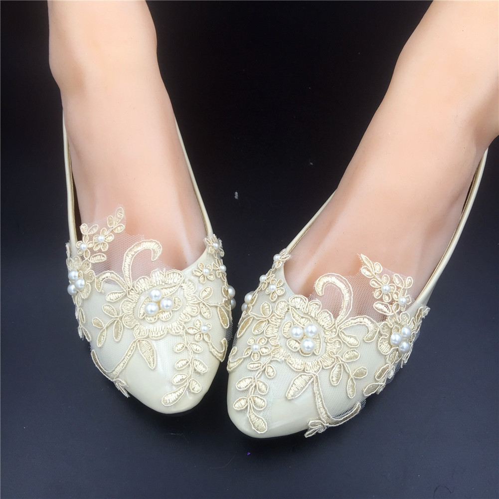 Champagne Lace Bridesmaids Shoes,Rhinestone Bridal Shoes,Ivory wedding ...