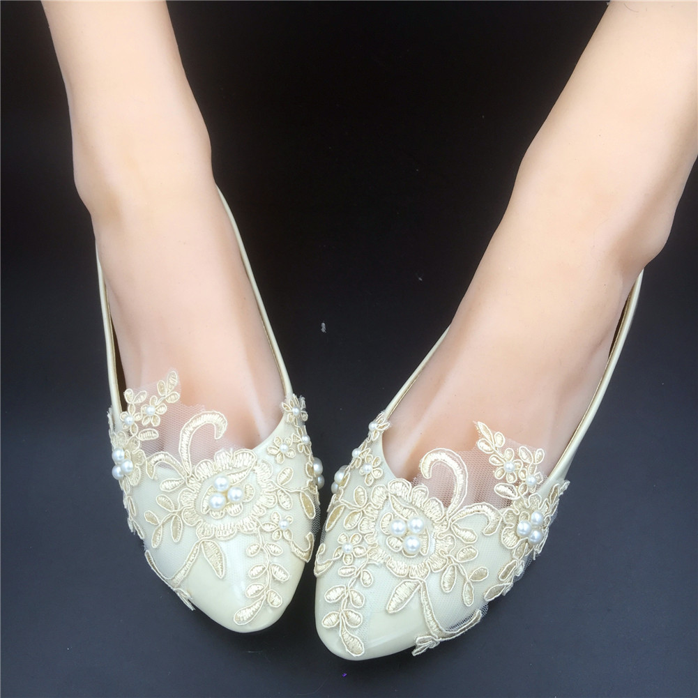 Champagne Lace Bridesmaids Shoes,Rhinestone Bridal Shoes,Ivory wedding ...