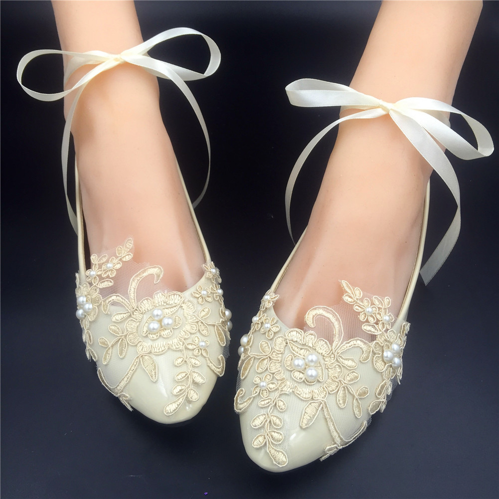 Champagne Lace Bridal Flats,Ivory Bridal Shoes,Bridesmaids Shoes ...