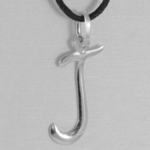 18K WHITE GOLD PENDANT CHARM INITIAL LETTER J, MADE IN ITALY 1.0 INCHES, 25 MM image 1