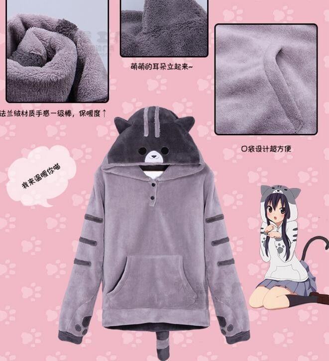 cat hoodie with ears and tail