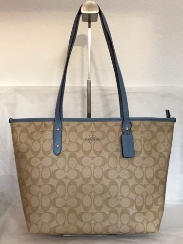 coach light blue tote