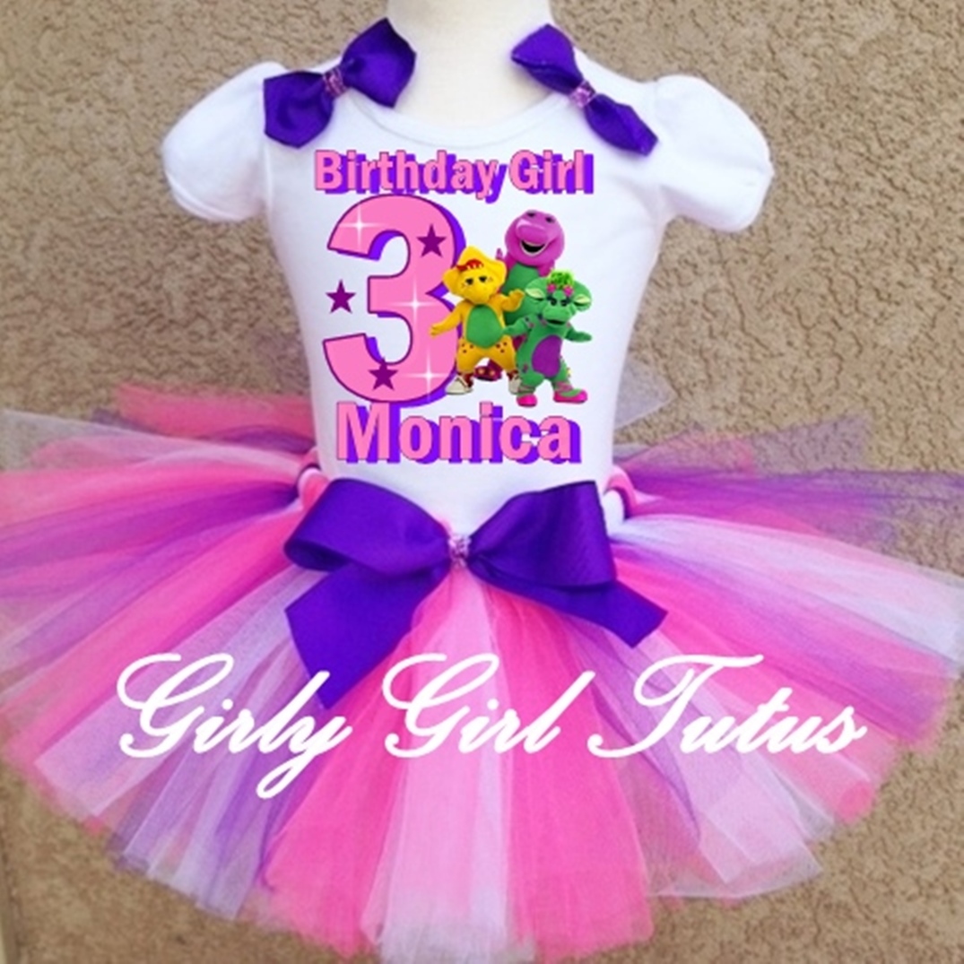 Barney and Friends Purple Girls Birthday Tutu Outfit Party Dress Set - Outfits & Sets