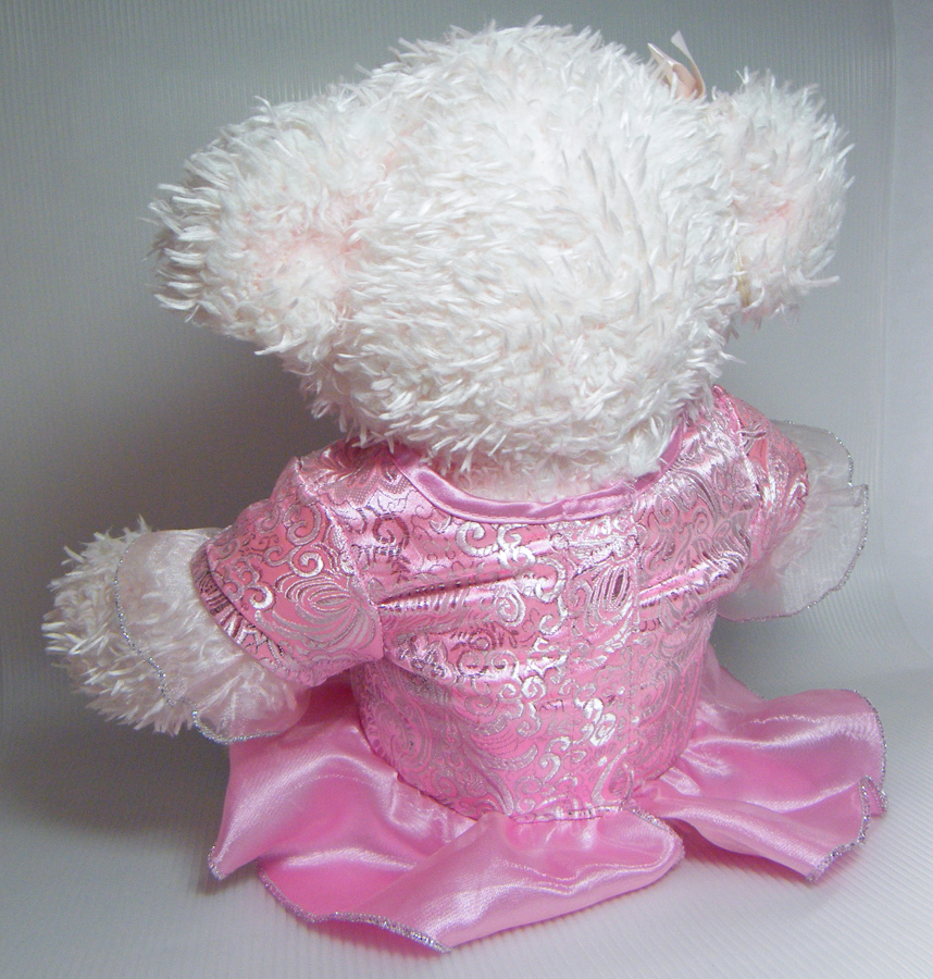 Build A Bear Pink Plush wearing Pink & Silver Glitter Ice Skating Dress