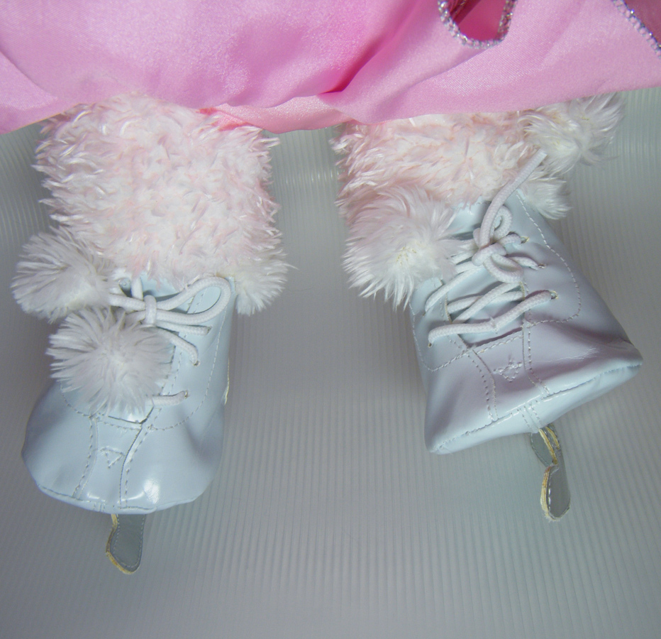 Build A Bear Pink Plush wearing Pink & Silver Glitter Ice Skating Dress