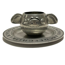 Vtg pewter carson alphabet ABC plate wilton Smiling pig cup Child Dinner USA PA - $36.47