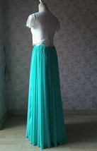 Blue Green Maxi Chiffon Skirt Silk Chiffon Maxi Skirt Wedding Chiffon Skirt image 7
