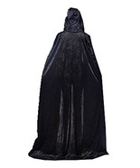 Hooded Cloak Top Quality Cape Play Costume Black Velvet Plus size 150cm - $32.66