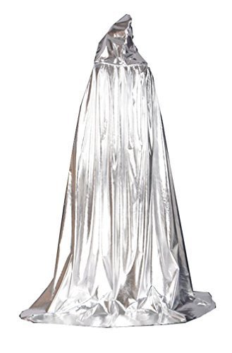 Hooded Cloak Role Cape Play Costume Shining Silver 130cm