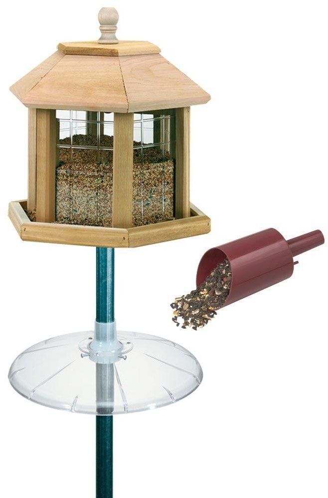 Wild Bird Feeder 20 lb. Seed Capacity Pole Mounting Bracket Squirrel
