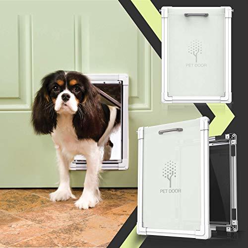 lesotc 2 Ways Locking Dog Door for Exterior Doors,Medium Large Sliding