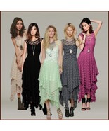 Bohemian Sleeveless Tiered Sheer Layered Lace Asymmetrical Hem Evening Dress - $69.95