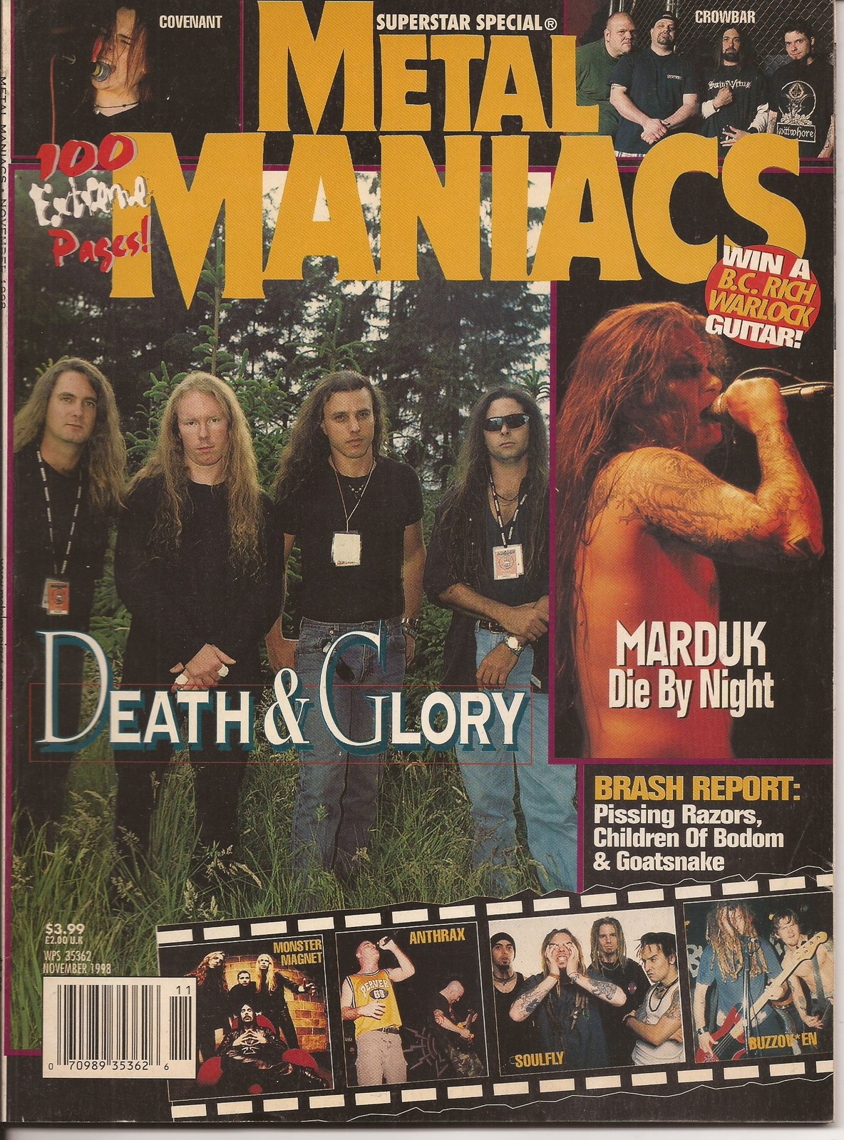 Metal Maniacs Magazine Lot Issues Vol.15 6 & Vol.16 1 Meshuggah Marduk Sadus Magazine Back