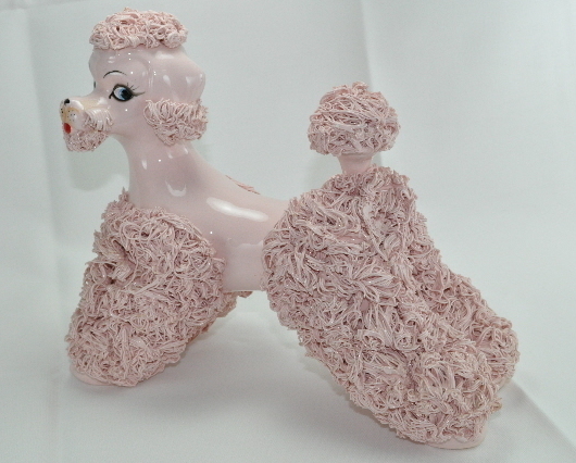 vintage pink porcelain poodles