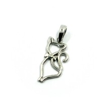 SOLID 18K WHITE GOLD SMALL 17mm 0.67" CAT PENDANT, MADE IN ITALY image 2