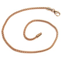 18K Rose Gold Bracelet Basket Round Tube Link 1.8 Mm Width, 19cm Made In Italy - $354.70